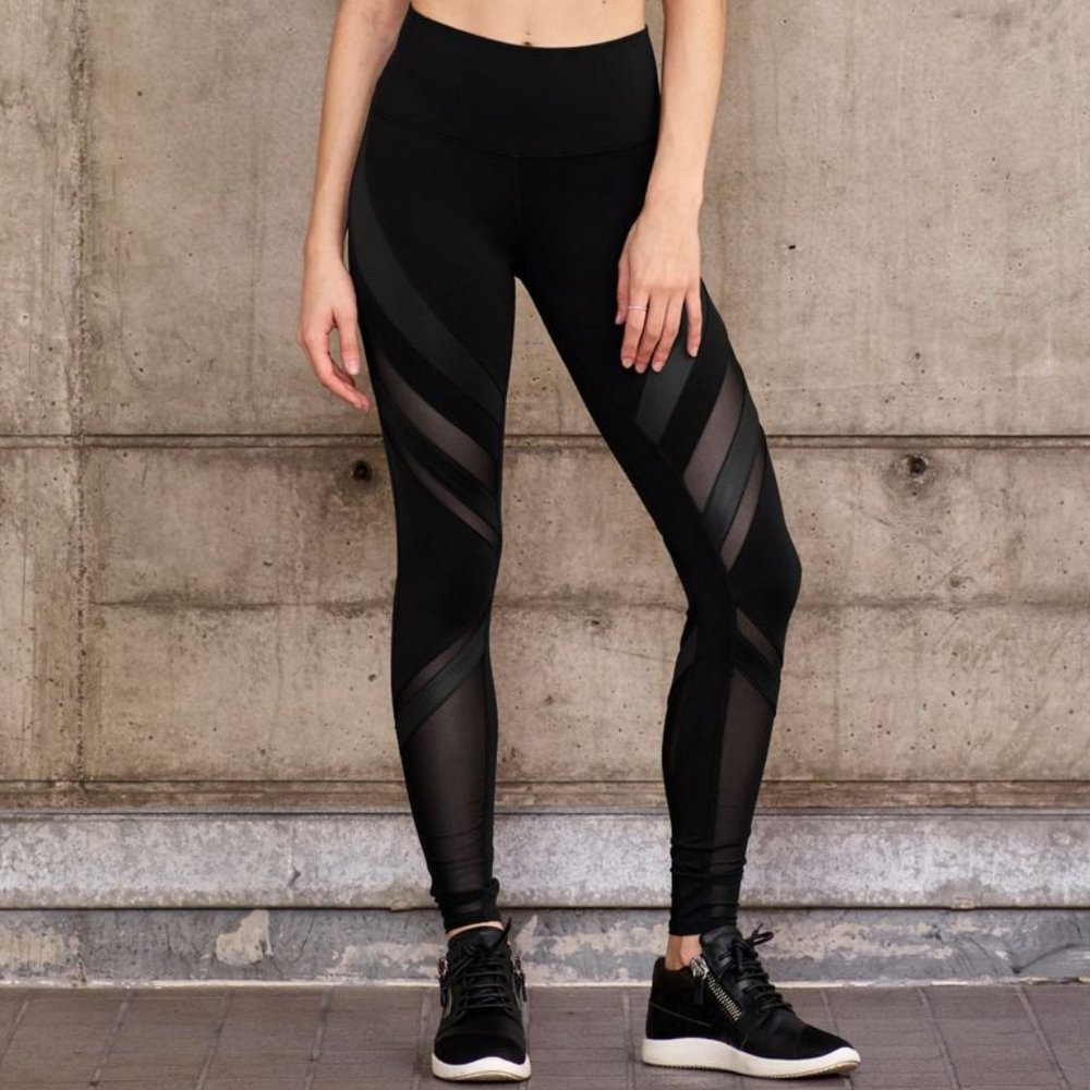 Alo Yoga High Waist Epic Mesh Panel Compression Leggings Black size S